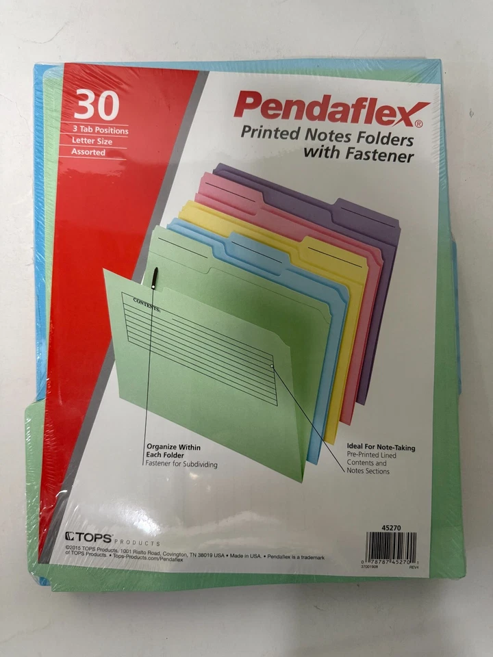 Pendaflex 45270 Printed Notes Folders 3 Tab Positions Letter Size Assorted Color - Image 1 of 1