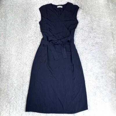 Everlane Japanese Go Weave Wrap Midi Dress Navy Blue Womens 8 - Image 1 of 4