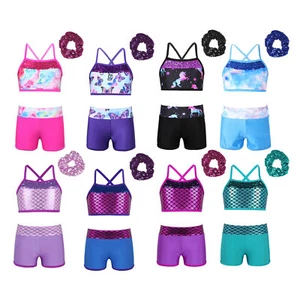 Kids Girls Bathing Suit Fitness Swimsuit Dance Tracksuit Athletic Activewear - Picture 1 of 56