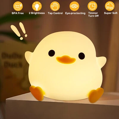 Ente Silikon Nachtlicht Kinder LED Nachttischlampe Schlafzimmer Touch Lampe Deko - Bild 1 von 4