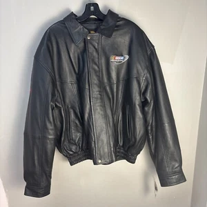 Chaqueta de cuero negra estilo bombardero NASCAR - Imagen 1 de 10
