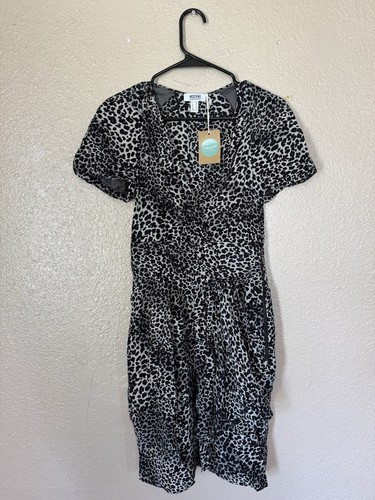 Abito Moschino nero e grigio stampa leopardata donna 10