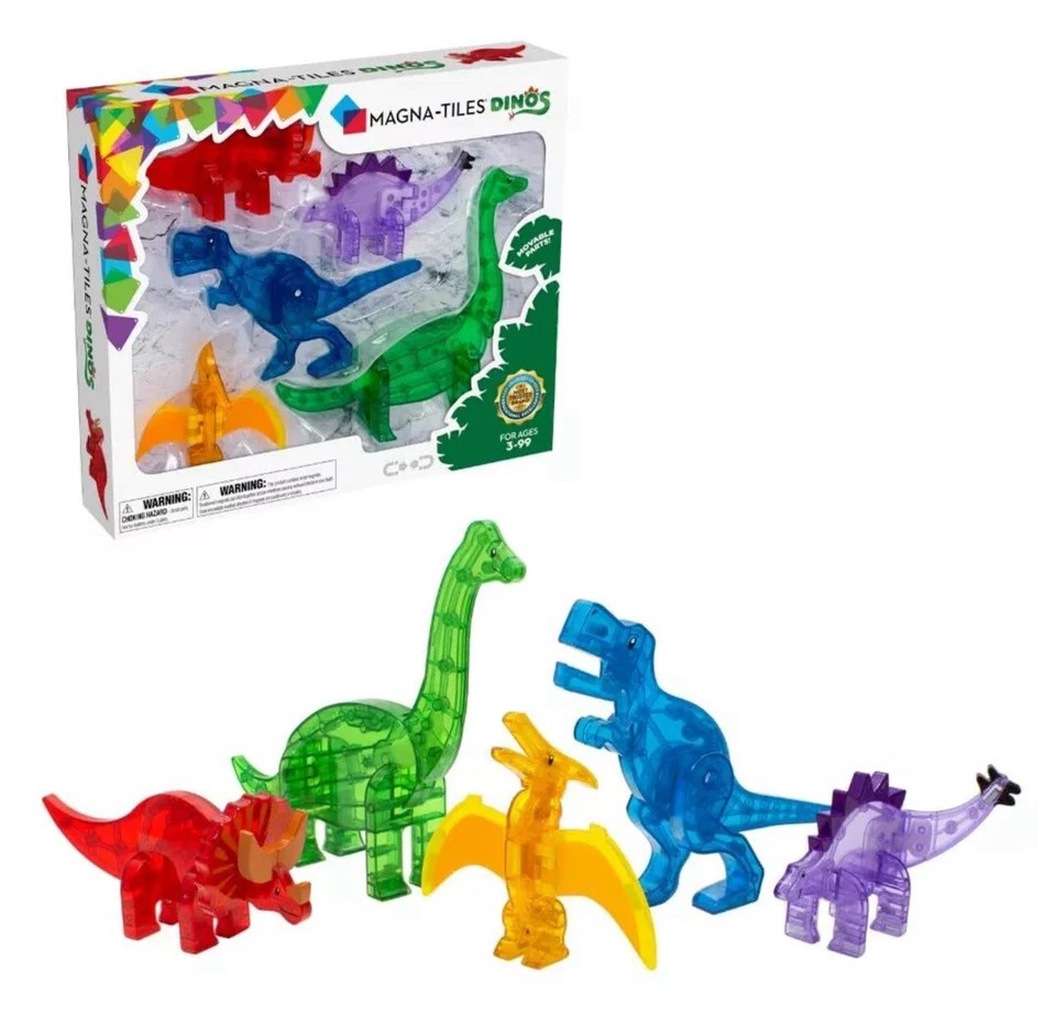 MAGNA-TILES Dinos 5-Piece Magnetic Construction Set 22805 Dinosaurs
