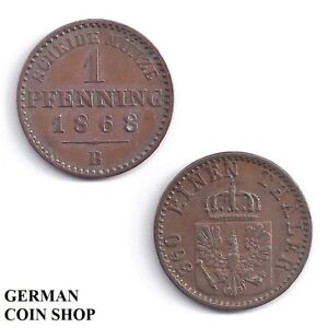 Preussen 1 Pfennig 1821 bis 1873 Kupfer - Zwei Fotos pro Münze, bitte auswählen