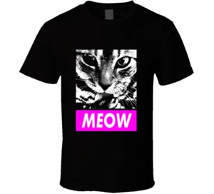 Meow Gray Cat Face Cute Funny Rescue Cat Gift T Shirt - Picture 1 of 3
