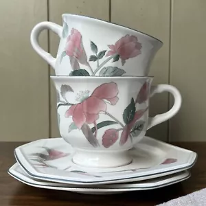 Mikasa Continental Japan Silk Flowers F 3003 Set of 2 Tea Pair - Picture 1 of 17