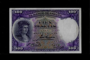 Spain | 100 Pesetas | 1931 | XF/AU - Picture 1 of 2