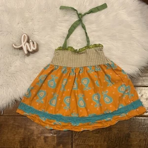 Persnickety Betsy Halter Pear Top Farmers Market Size 4 Orange Blue Green USA - Picture 1 of 7