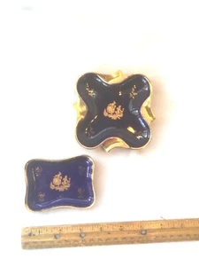 Vintage Limoges France Dark Cobalt Blue & Gold Porcelain Ashtray & Ring Tray - Picture 1 of 5