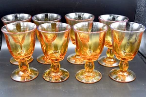 Tiffin Franciscan Canterbury II Amber Water Goblet Wine Heavy Desert Red Set 8 - Picture 1 of 2