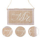  2 PCS Bride and Groom Chair Banner Back Decorate Proposal Linen Anniversary