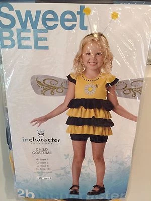 NUEVO CON ETIQUETAS Talla 4, 8, 10 pulgadas Personaje Halloween Disfraz Dulce Abeja Amarillo Negro Abejorro Foto 1 de 4