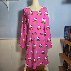 Vestido Modcloth para Hello Kitty Medio Rosa Brillante Arco Iris Cuello Redondo Manga Larga - Imagen 1 de 9