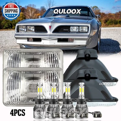 4pcs 4x6" LED Headlights Hi/Lo Beam DRL For 1977-1981 Pontiac Firebird Trans AM - Изображение 1 из 4