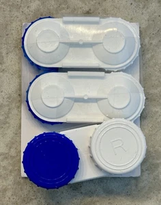 3 blau & weiße Kontaktlinsen Aufbewahrungsbehälter - L+R markiert - Bild 1 von 1