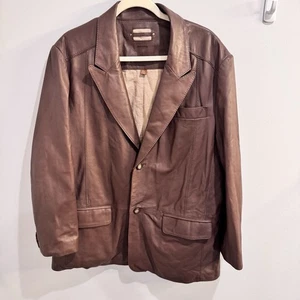 Wilsons Genuine Leather Blazer Button Jacket Sport Coat Brown Men’s Size XL - Picture 1 of 11