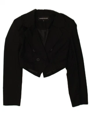 СКЛАД женщин укороченный Blazer куртка Великобритании 8 маленький черный полиэстер CM33 - Изображение 1 из 4