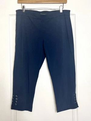 Y2K Zac & Rachel Women’s Size 12 Navy Capri Pants Stretch Cropped Elastic Waist - Image 1 of 4