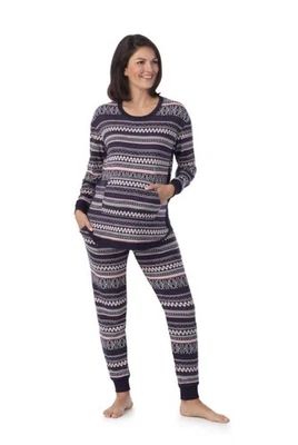Pijama grande a rayas rosa azul marino manga larga tejido Cuddl Duds de maternidad para mujer nuevo con etiquetas Foto 1 de 2