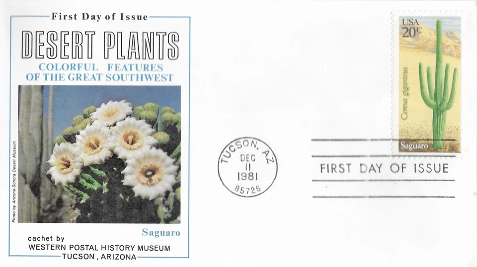 1981 FDC, #1945, 20c Desert Plants, Western Postal History Museum - Image 1 of 1