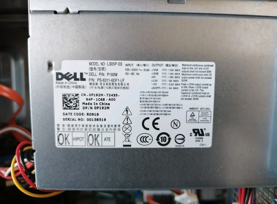 Dell L305P-03 305W Alimentation Power 0P192M PS-6311-6DF1-LF P192M - Photo 1/1
