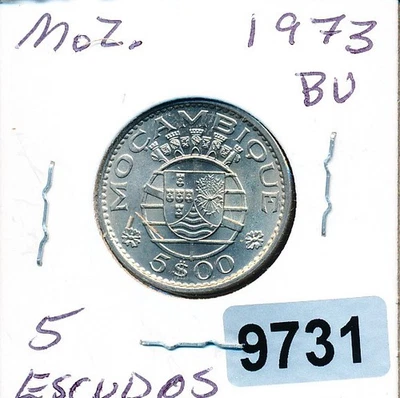 MOZAMBIQUE - 1973 BU - 5 ESCUDAS - K86 - GEM BU - #9731 - Image 1 of 2