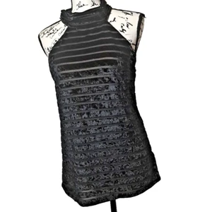 Crushed Velvet Burnout Striped Halter Top Size M Black Lined Goth Fairy Grunge - Picture 1 of 21