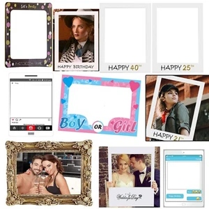 18/21/30/40/50 Feliz Cumpleaños Selfie Marco Fotomatón Accesorios Fiesta Decoración - Imagen 1 de 99