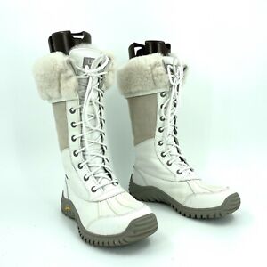 Ugg Adirondack Tall White Leather Winter Snow Boots Womens 7.5