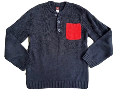 Suéter Tejido Bolsillo Henley Colección Tea Heritage Azul Marino Talla S 4-5 Nuevo con Etiquetas Foto 1 de 3