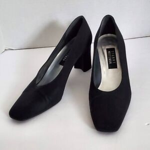 STUART WEITZMAN vtg Black Fabric Pumpd Heels Shoes 10 US/42 Euro