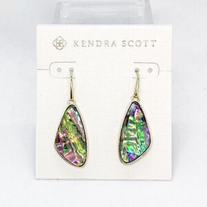 New Kendra Scott McKeana Drop Earrings In Lilac Abalone Shell / Gold