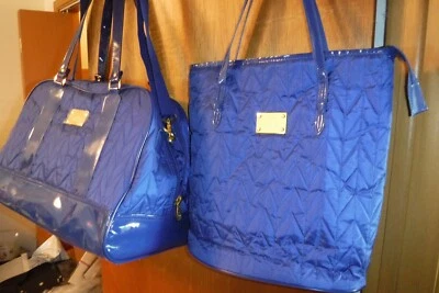 Bolso de Mano Joy Mangano Azul Acolchado Lona Noche Fin de Semana y Viaje 19 x 13 Foto 1 de 4