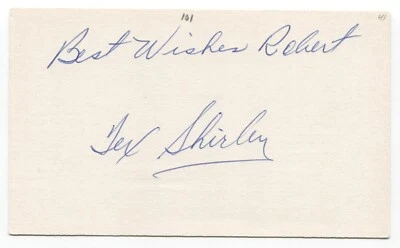 Tex Shirley Signed 3x5 Index Card Baseball Autographed Philadelphia Athletics - Image 1 of 2