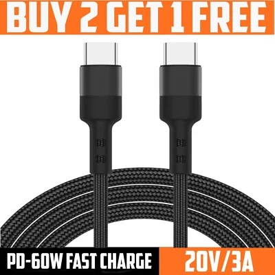 Type C to Type C Cable USB Fast Charger Lead For iPhone 15 16 17 & Samsung Plug - Image 1 of 4