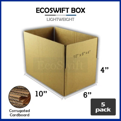 5 10x6x4 EcoSwift Cardboard Packing Moving Shipping Boxes Corrugated Box Cartons - Image 1 of 4
