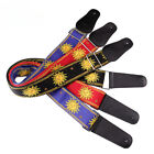 Genuine leather 3D embroidered guitar strap with widened leather head