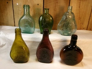 Lot of 6 Vintage Colored Glass Decanters ~ (5) Museum Editions - Picture 1 of 6