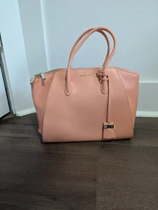 Coccinelle Leather Large Double Top Handle Shoulder Tote Handbag Apricot - Picture 1 of 8