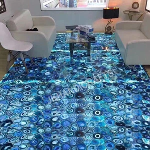 New Blue Agate Coffee Dining Table Top Inlaid Work Hallway Decor Christmas Gift - Picture 1 of 3