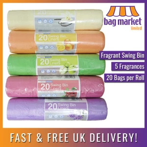 Fragrant Swing Bin Liners | Tie Handles | 23" x 34" | Scented/Refuse/Waste/Bags - Picture 1 of 3