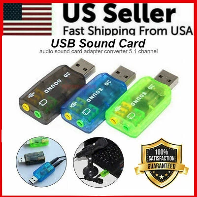 5.1 USB to 3.5mm Mic Headphone Jack Stereo Headset 3D Sound Card Audio Adapter - Image 1 of 2