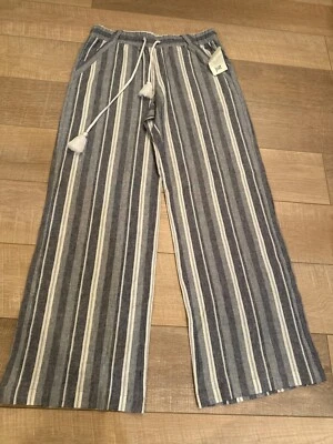 PANTALONES DE LINO JOLT MUJER GRANDES RAYAS AZULES NUEVOS CON ETIQUETA Foto 1 de 4