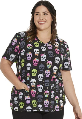 Squad Ghouls Dickies Scrubs EDS V Neck Top DK876 SQGL - Image 1 of 4