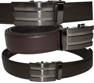 Cinturón de vestir de cuero para hombre, cinturón de bloqueo automático, cinturón de bloqueo rápido de hasta 50"" BR nuevo - Imagen 1 de 12