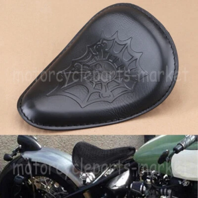 Asiento de conductor negro Spider Skull Solo para Harley Chopper Bobber Sportster Honda Foto 1 de 4
