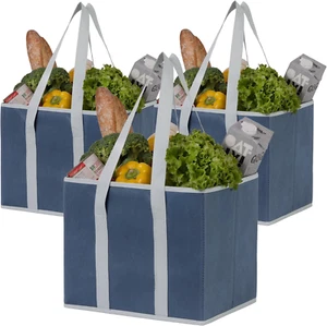 Reusable Grocery Bag with Hard Bottom – Heavy-Duty Foldable Storage Tote - Picture 1 of 20