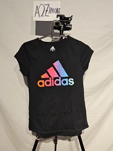 Adidas Shirt Girls Large Black Short Sleeve Breathable Running Youth - Picture 1 of 4