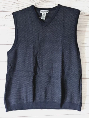 VINTAGE Expression For Men Sweater Vest Gray Pure New Wool Spun In Italy Size XL - Image 1 of 4