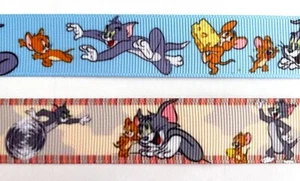Tom Cat Inspired mouse Grosgrain ribbon Jerry 7/8" cartoon - Picture 1 of 3